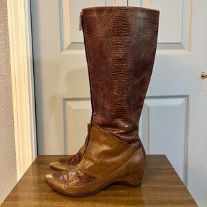 Brown Leather Tall Boots by Glory Chen